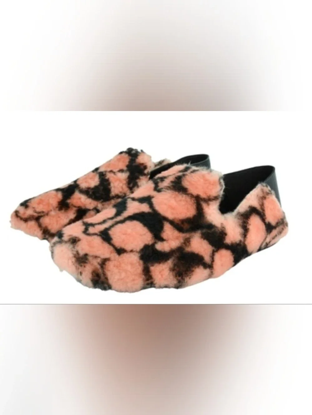 COACH SIGNATURE SHEARLING LEATHER SLIPPERS PINK AND BLACK SIZE 6B